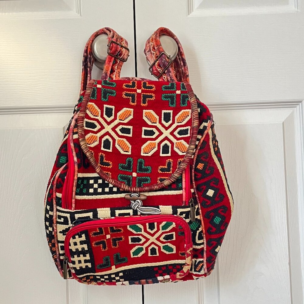 Woven *Tapestry* Backpack | Adjustable Straps | Very Unique | One of a Kind, EUC